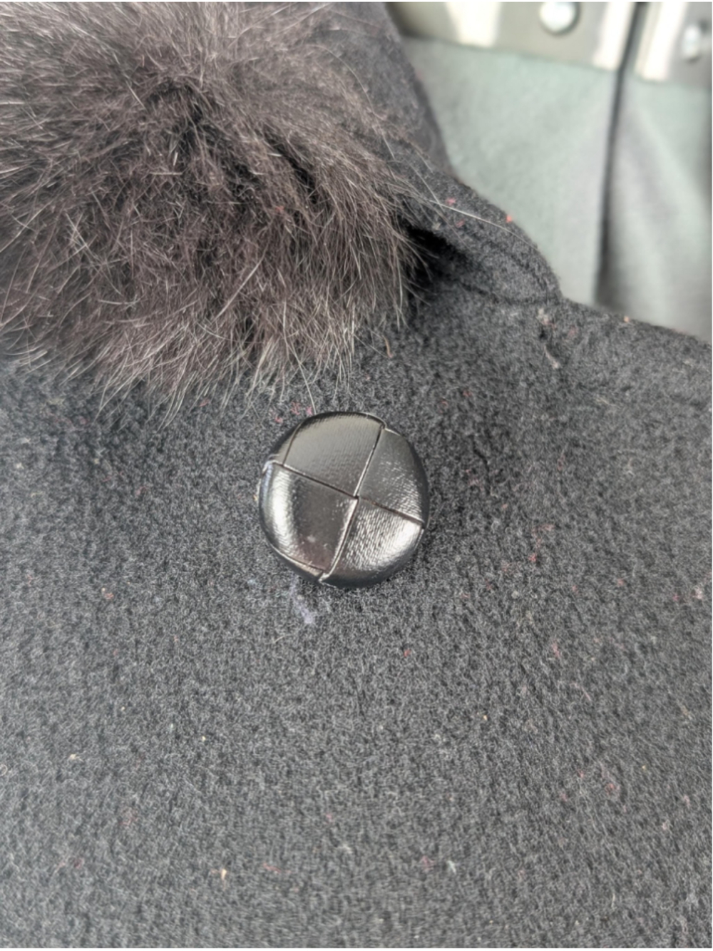 Vintage Forecaster Black Wool Coat – Faux Fur Hood – Double Breasted – Women’s W - Picture 2 of 16